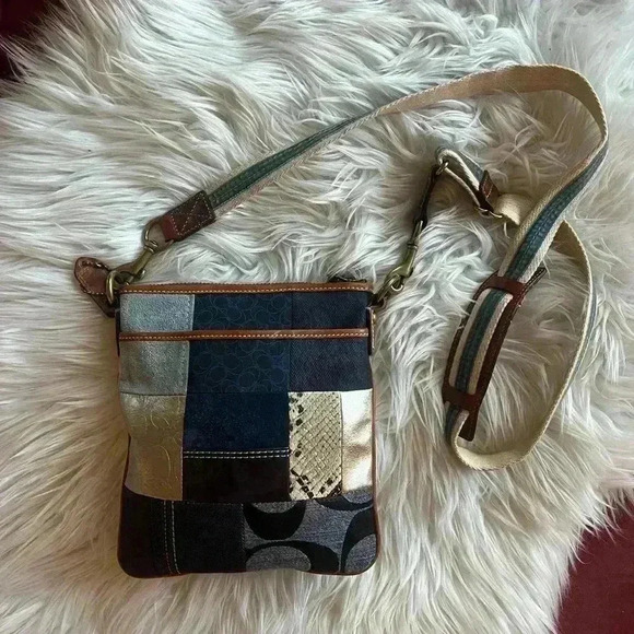 Coach Lynda Denim Patchwork Crossbody Bag B063-10006 - Picture 1 of 15